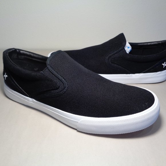 Hurley Size 10.5 M ARLO SLIP Black Canvas Sneakers Loafers New Men's Shoes - Picture 1 of 14